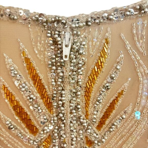 Bob Mackie & Lillie Rubin Vintage Heavily Beaded Sequin Glamorous Silk Gown 10 - Picture 12 of 15